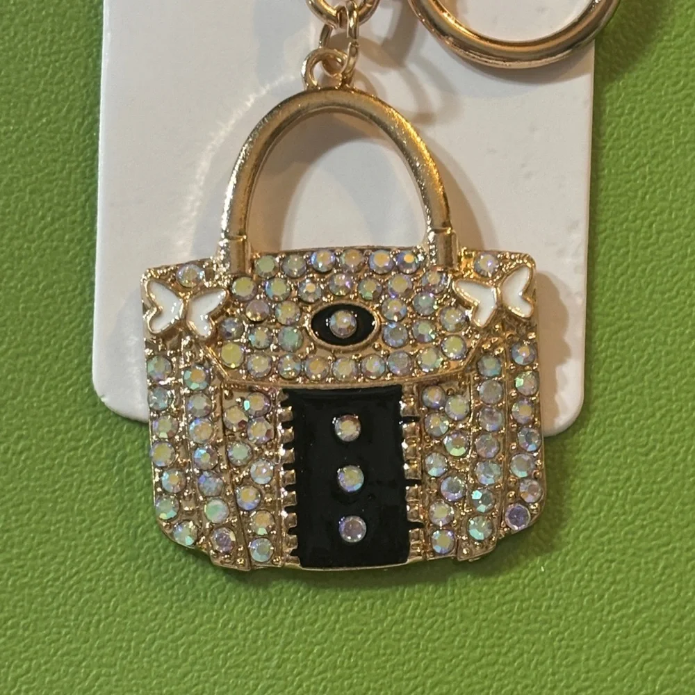 Sparkling Gold and Black Purse Keychain/Bag Charm